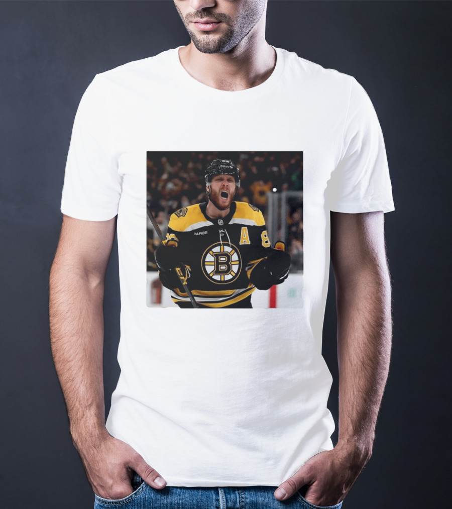 David Pastrnak Bruins Captain Announcement With Iconic Team Jersey Celebration T-Shirt