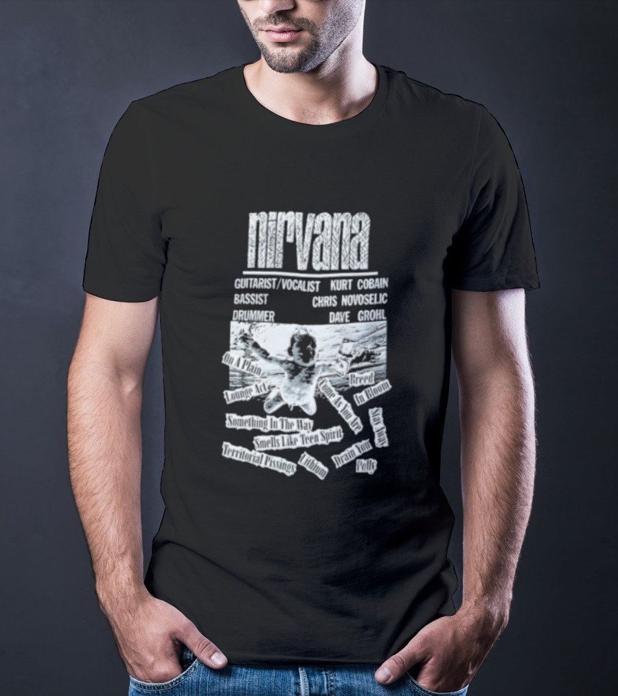 Nirvana Kurt Cobain Krist Novoselic Dave Grohl Spencer Elden Swimming Baby Album T-Shirt