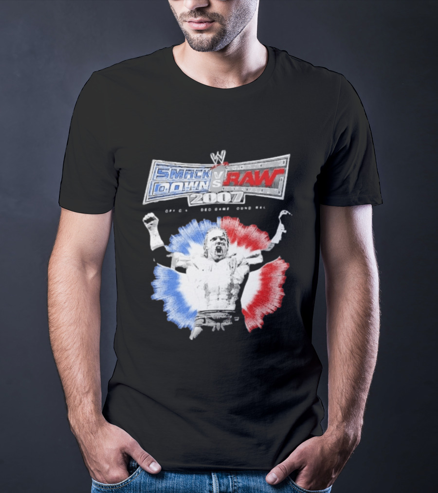 WWE SmackDown Vs Raw 2007 Video Game Soundtrack Fighter Triumph In Blue And Red T-Shirt