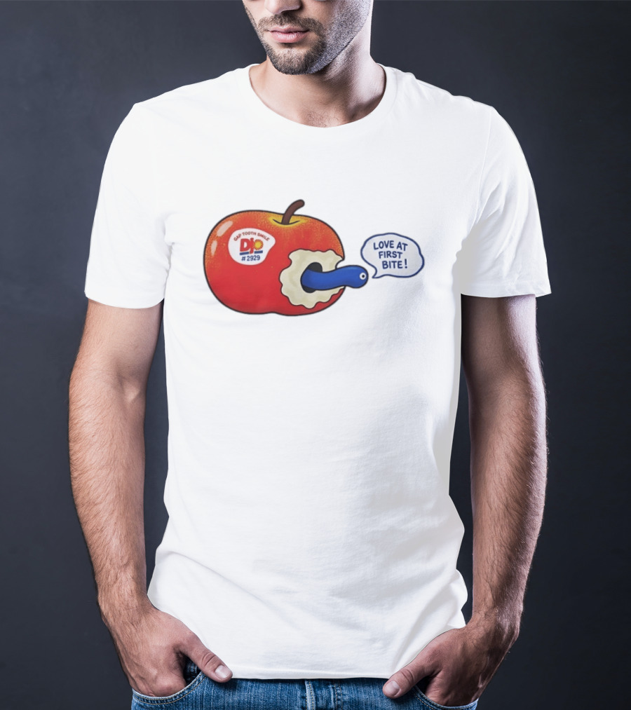 Gap Tooth Smile DJ No 2929 Love At First Bite Apple And Worm T-Shirt