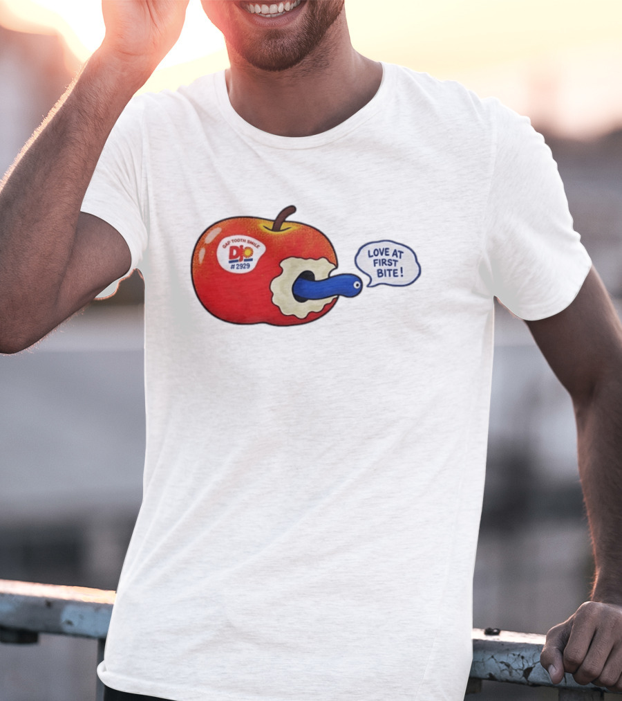 Gap Tooth Smile DJ No 2929 Love At First Bite Apple And Worm T-Shirt