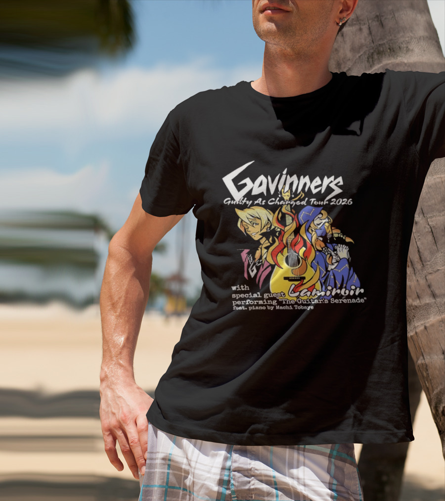 Gavinners Guilty As Charged Tour 2026 Special Guest Lamiroir Performing The Guitar's Serenade Machi Tobaye T-Shirt