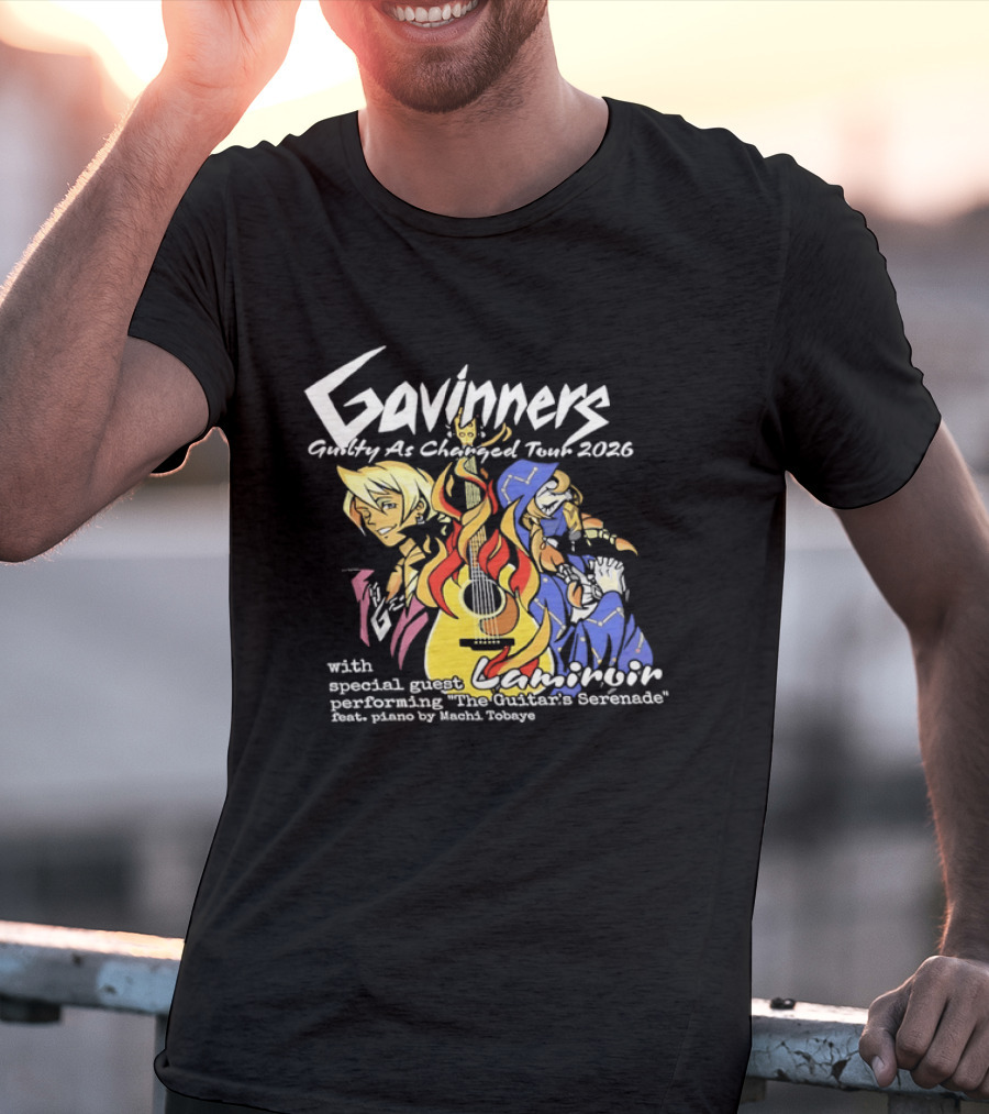 Gavinners Guilty As Charged Tour 2026 Special Guest Lamiroir Performing The Guitar's Serenade Machi Tobaye T-Shirt