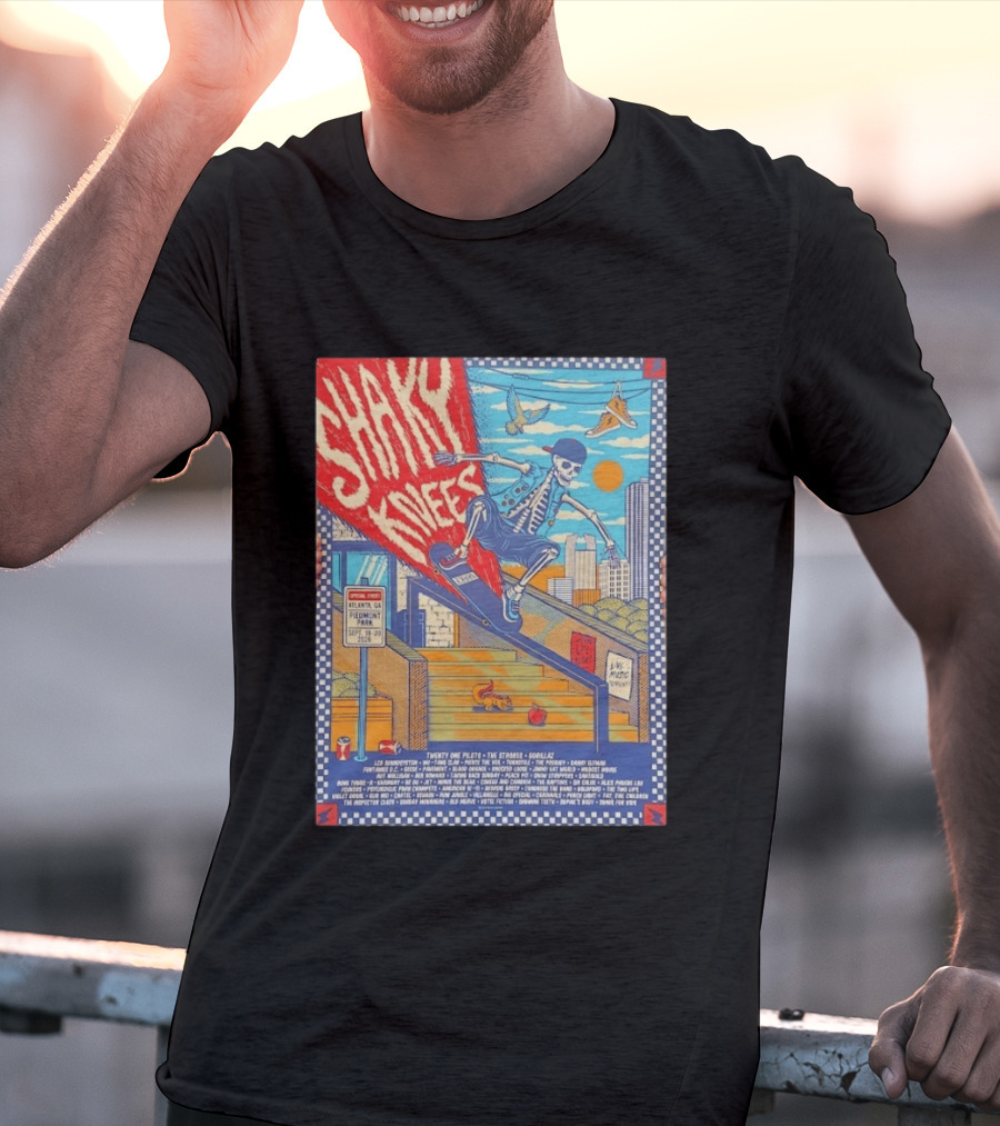 Shaky Knees Music Festival 2026 Atlanta Piedmont Park Lineup Featuring Twenty One Pilots The Strokes Gorillaz T-Shirt