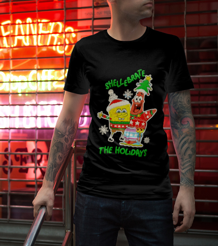 Shellebrate The Holidays With SpongeBob SquarePants And Patrick Star Festive Sweaters T-Shirt