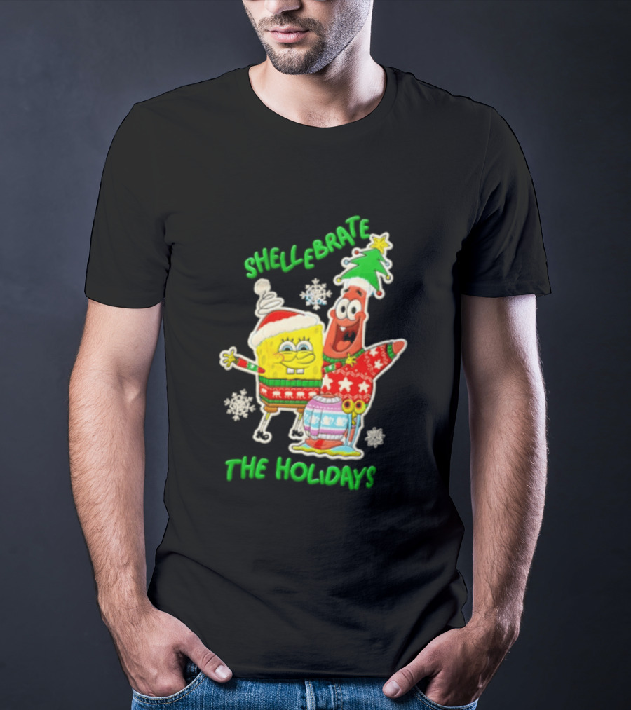 Shellebrate The Holidays With SpongeBob SquarePants And Patrick Star Festive Sweaters T-Shirt