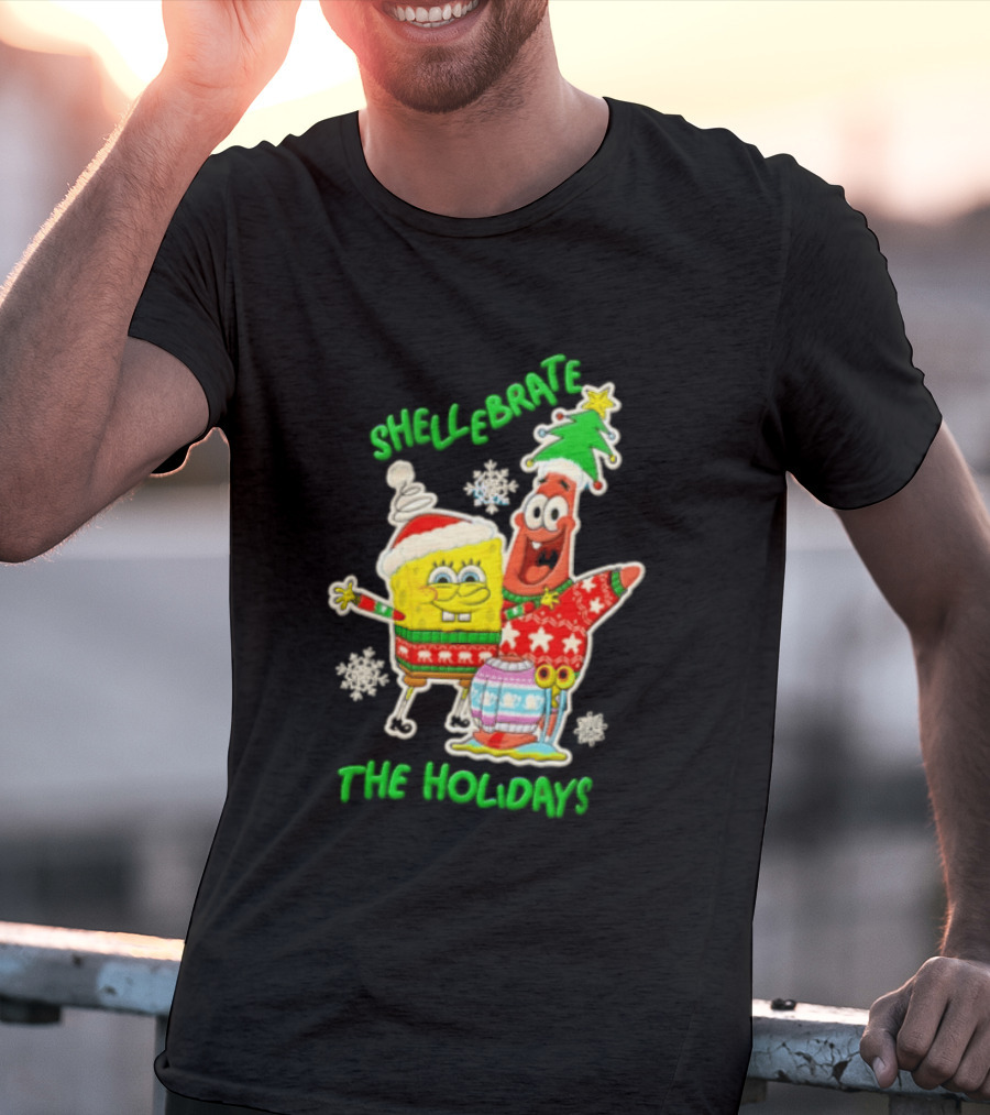 Shellebrate The Holidays With SpongeBob SquarePants And Patrick Star Festive Sweaters T-Shirt
