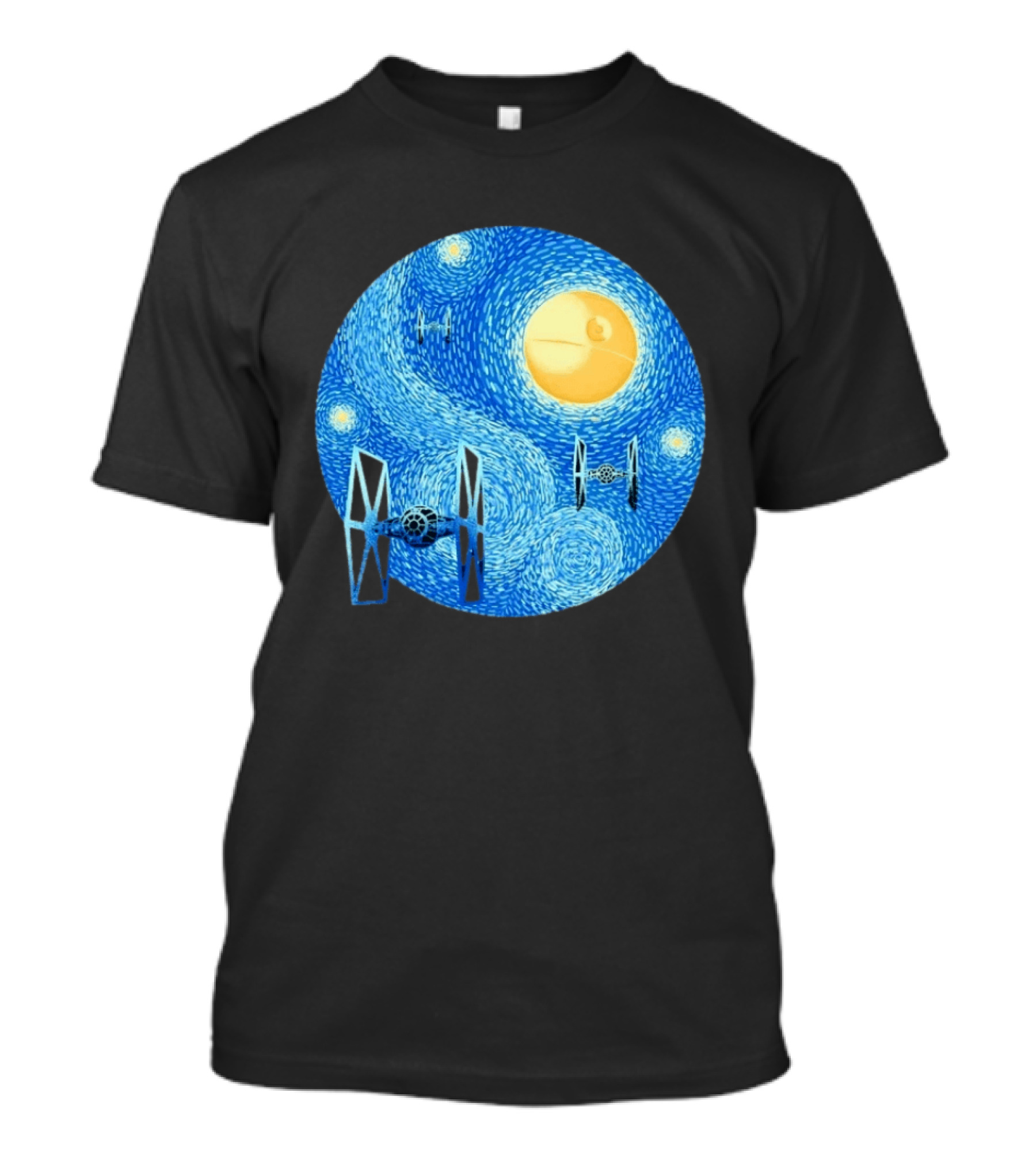 Starry Night Death Star Tie Fighters Star Wars Van Gogh T-Shirt