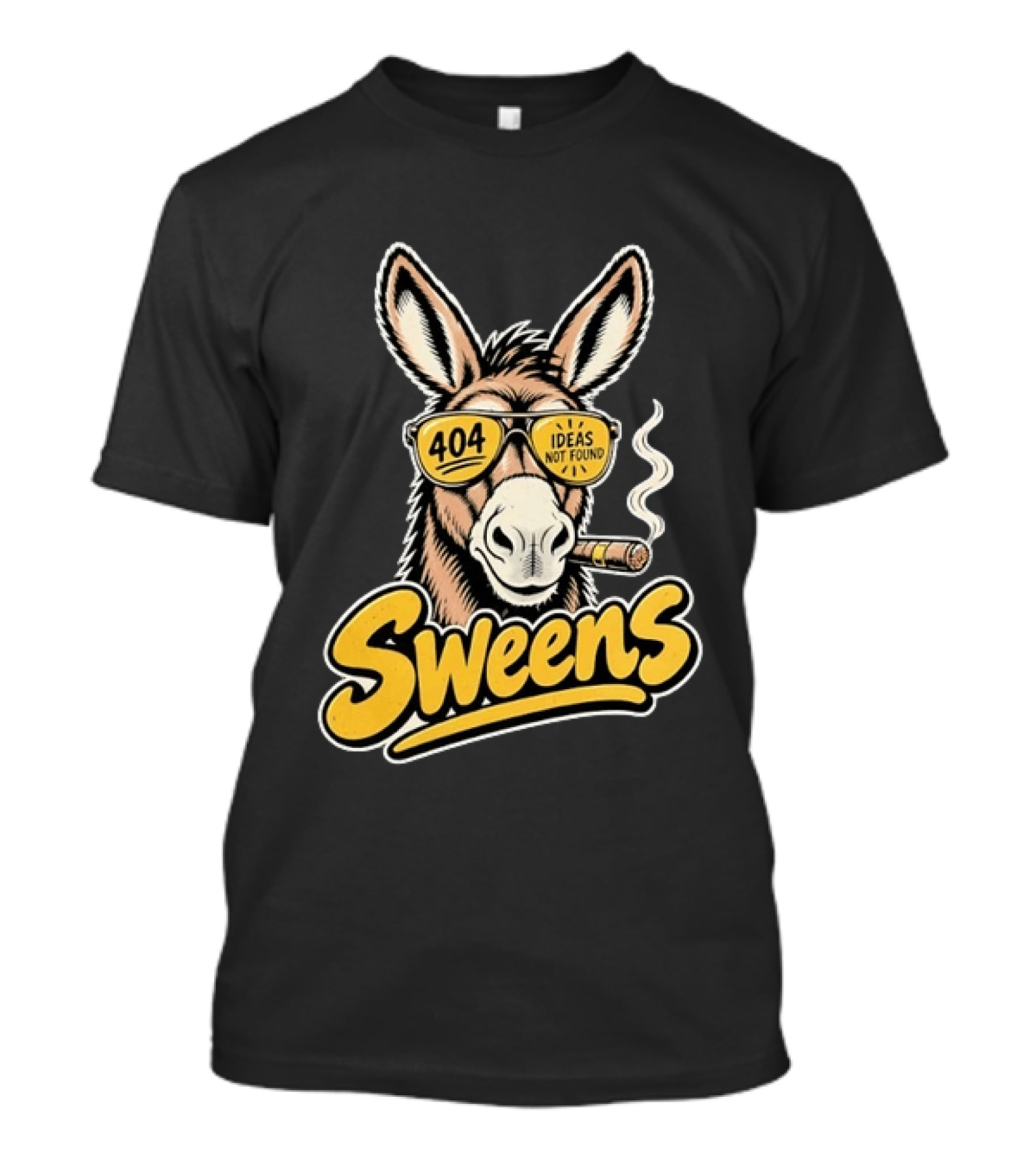SweenS 404 Ideas Not Found Donkey Cigar Smoking Sunglasses T-Shirt