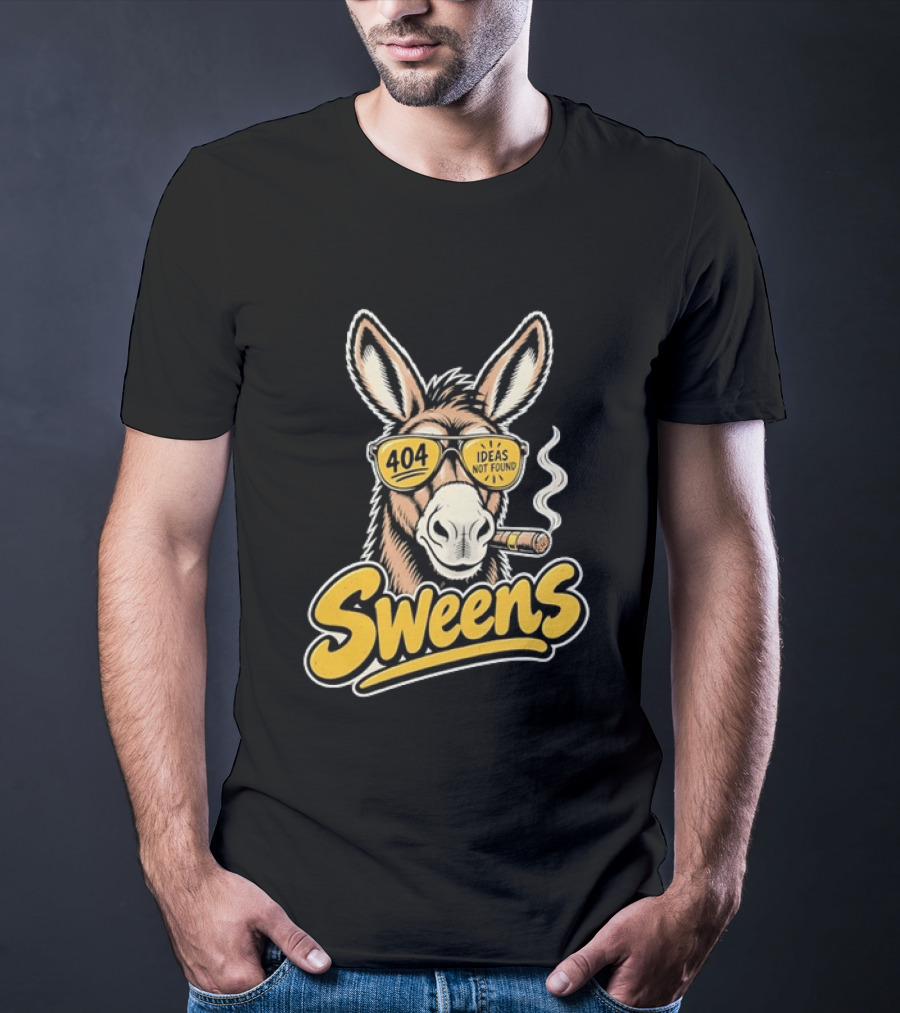 SweenS 404 Ideas Not Found Donkey Cigar Smoking Sunglasses T-Shirt