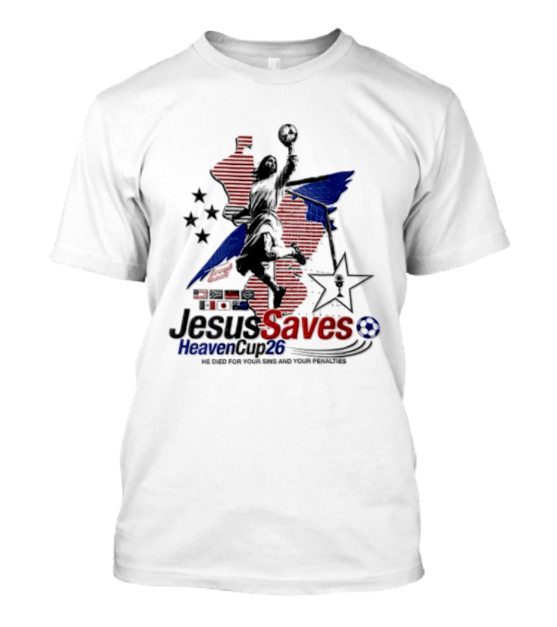 Jesus Saves Heaven Cup 26 Basketball Stars And Stripes T-Shirt
