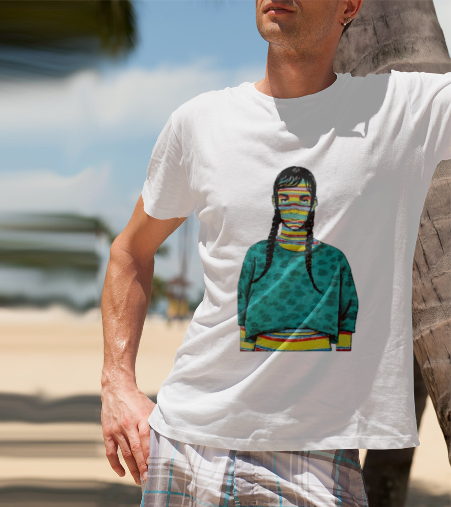 Sicko Last Spring Japan Kai Cenat Striped Face And Braids T-Shirt