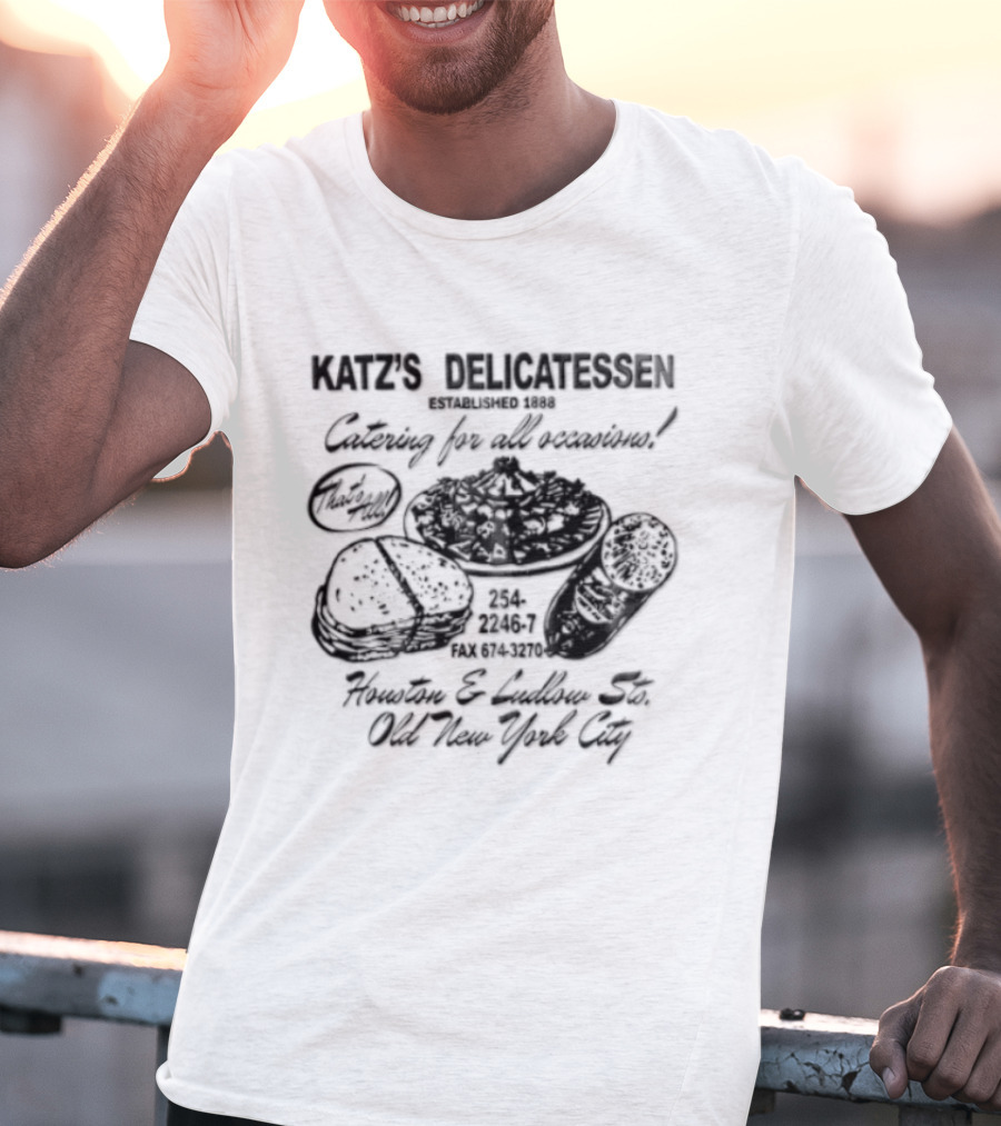 Katz's Delicatessen Catering Pastrami Houston Ludlow Old New York City T-Shirt
