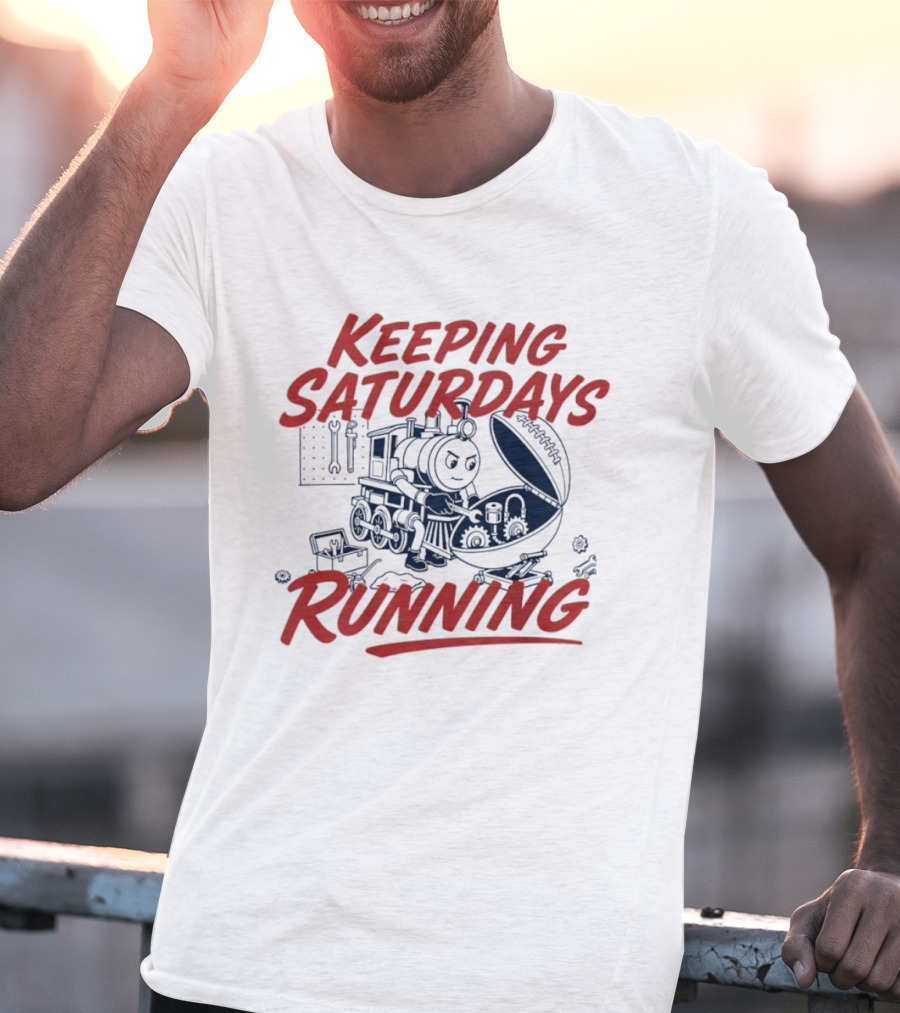 Keeping Saturdays Running Football Train Mechanic Football Train Mechanic Football Train Mechanic T-Shirt