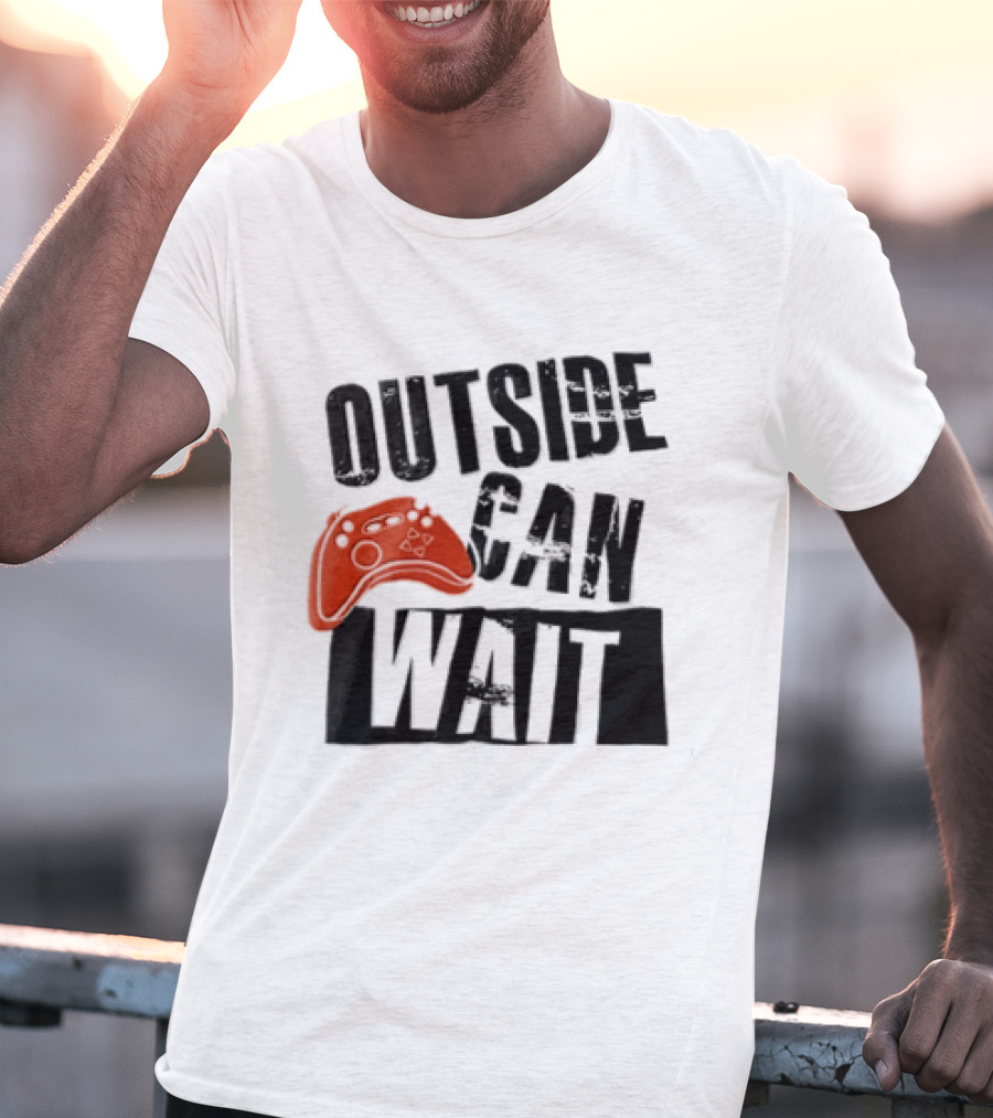 Outside Can Wait Video Game Controller T-Shirt