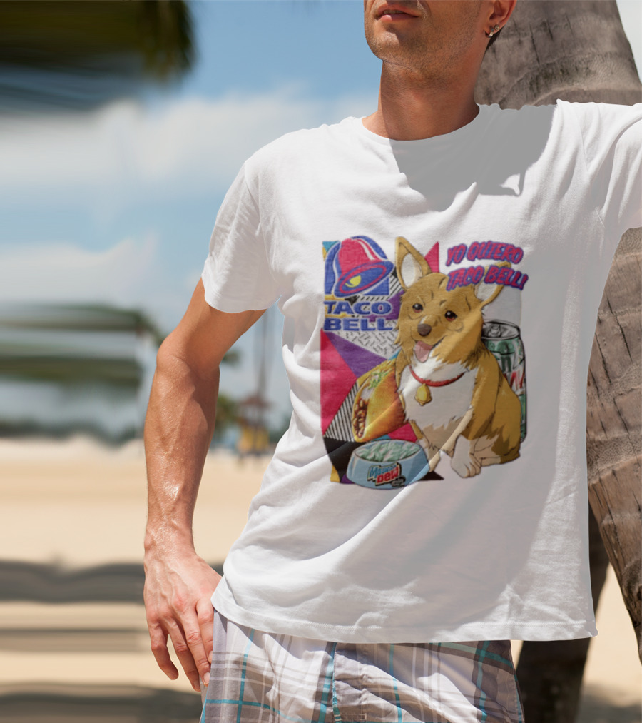 Taco Bell Yo Quiero Taco Bell Brown Corgi Dog Mountain Dew T-Shirt