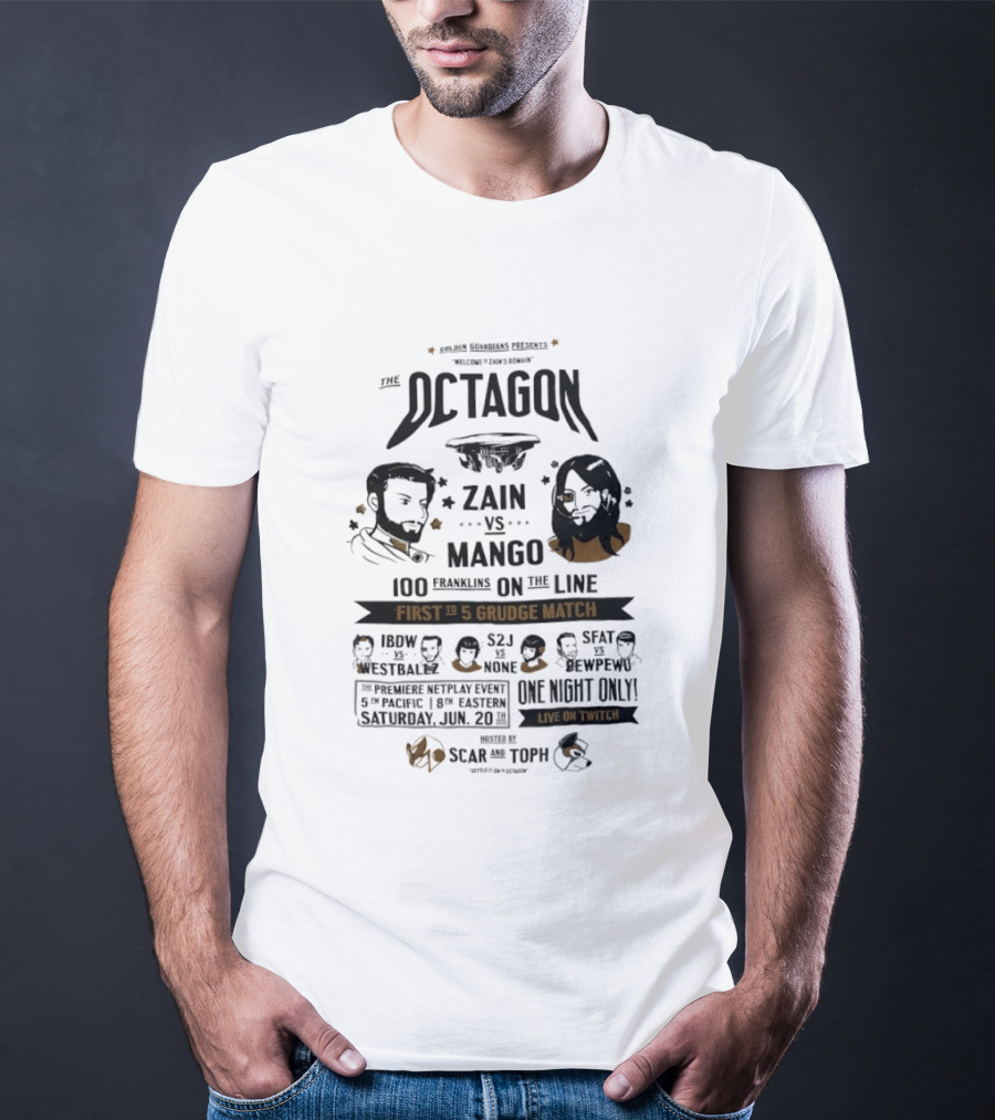 Golden Guardians The Octagon Zain Vs Mango 100 Grudge Match Netplay Event Live On Twitch T-Shirt