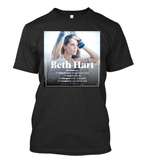 Beth Hart September 2027 UK Concerts Manchester York Glasgow London Tour Dates T-Shirt