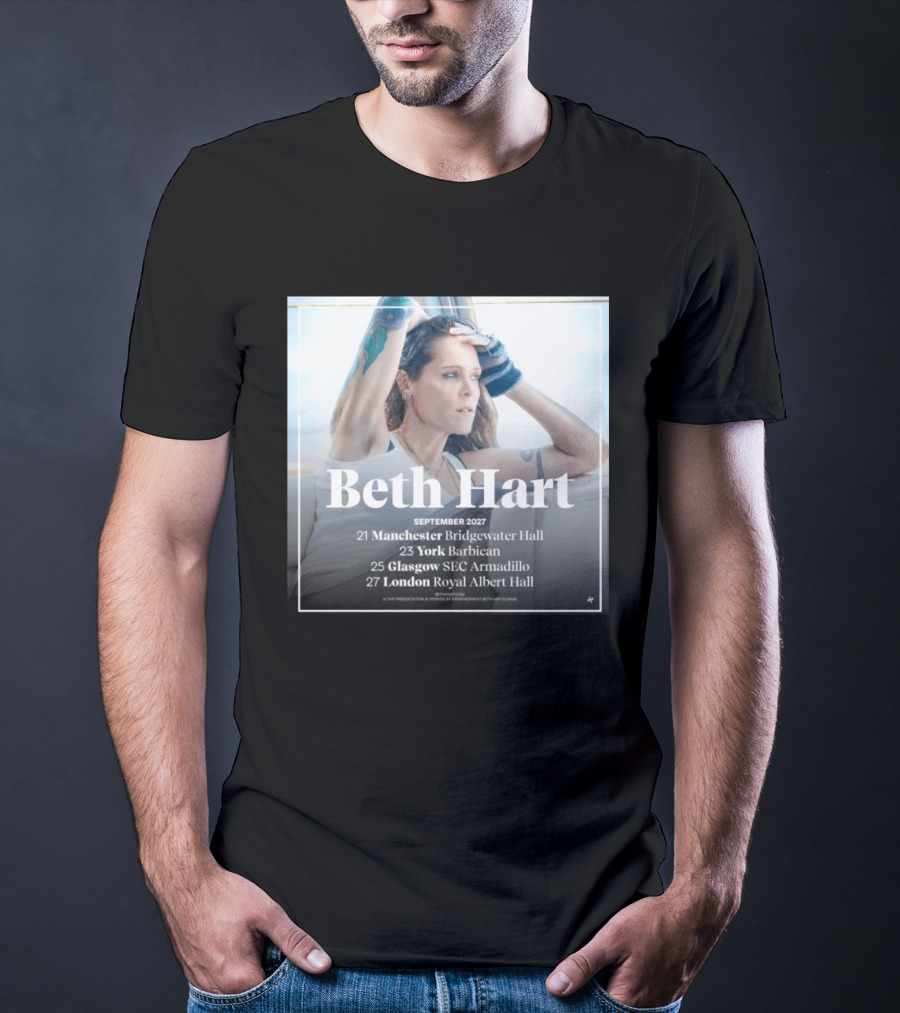 Beth Hart September 2027 UK Concerts Manchester York Glasgow London Tour Dates T-Shirt