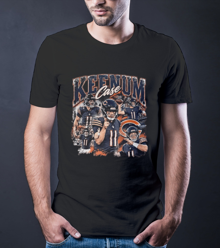 Case Keenum Chicago Bears 90s Bootleg Style Football Montage T-Shirt