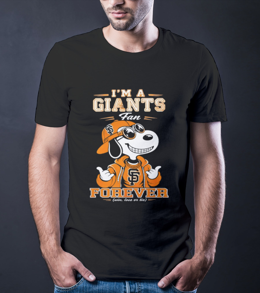 Snoopy I'm A Giants Fan Forever San Francisco Peanuts Baseball T-Shirt