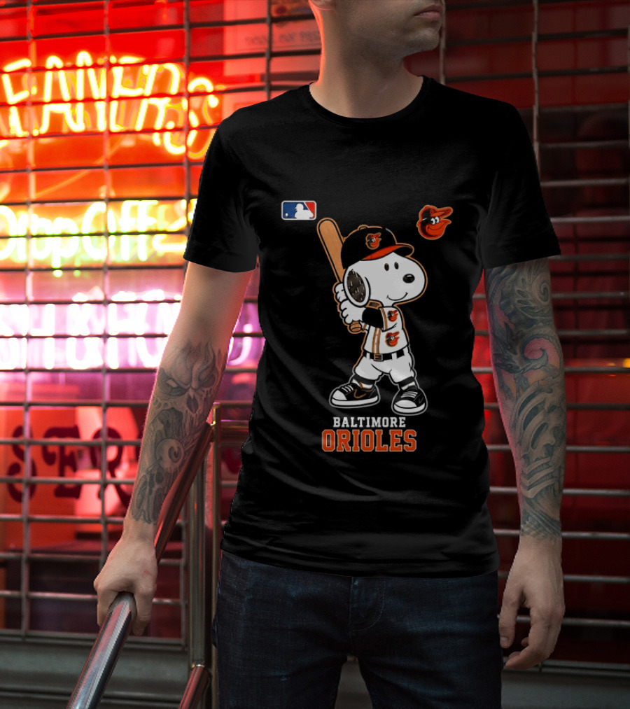Snoopy Baltimore Orioles MLB Baseball Jersey With Bat And Cap T-Shirt