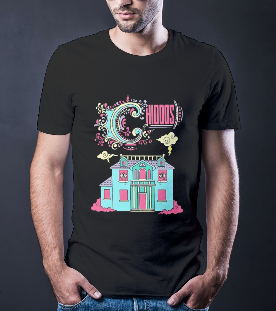 Chiddos House Whimsical Surreal Crying Eyes House Clouds Lightning T-Shirt