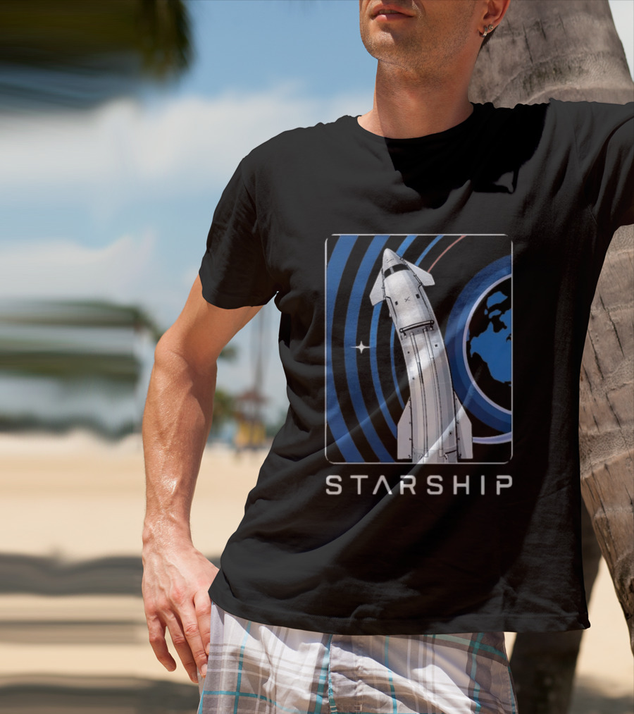 Starship Orbital Flight SpaceX Earth Trajectory T-Shirt