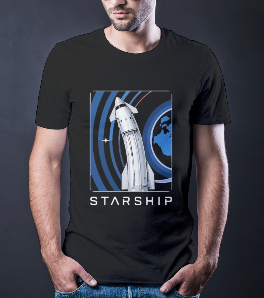 Starship Orbital Flight SpaceX Earth Trajectory T-Shirt