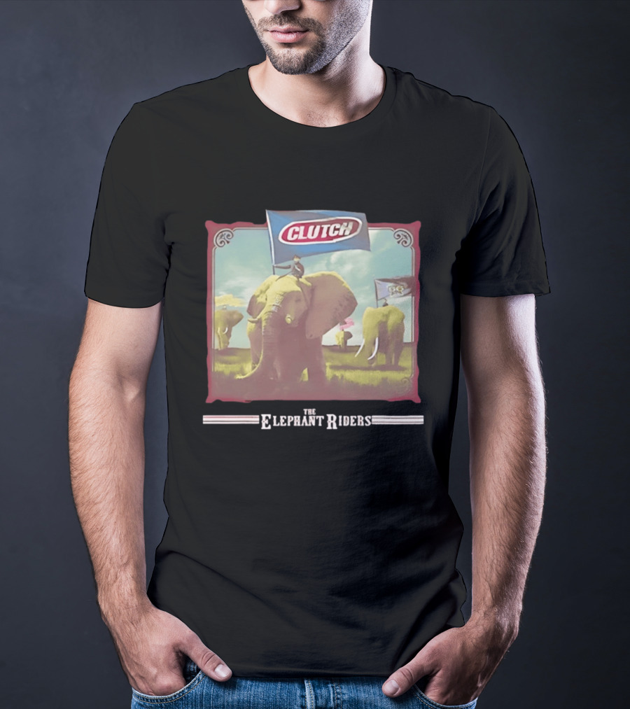 Clutch The Elephant Riders Alternative Metal Rock Music Elephant Banner T-Shirt