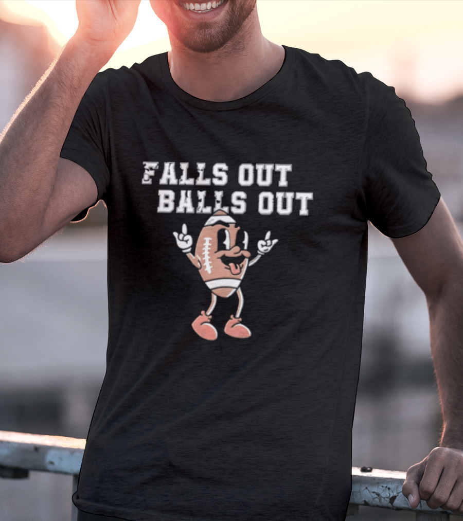 Falls Out Balls Out Football Cartoon T-Shirt