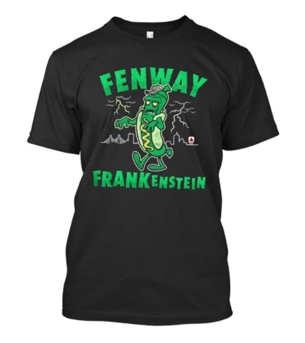 Fenway Frankenstein Halloween Zombie Monster With Lightning And Spooky Skyline T-Shirt