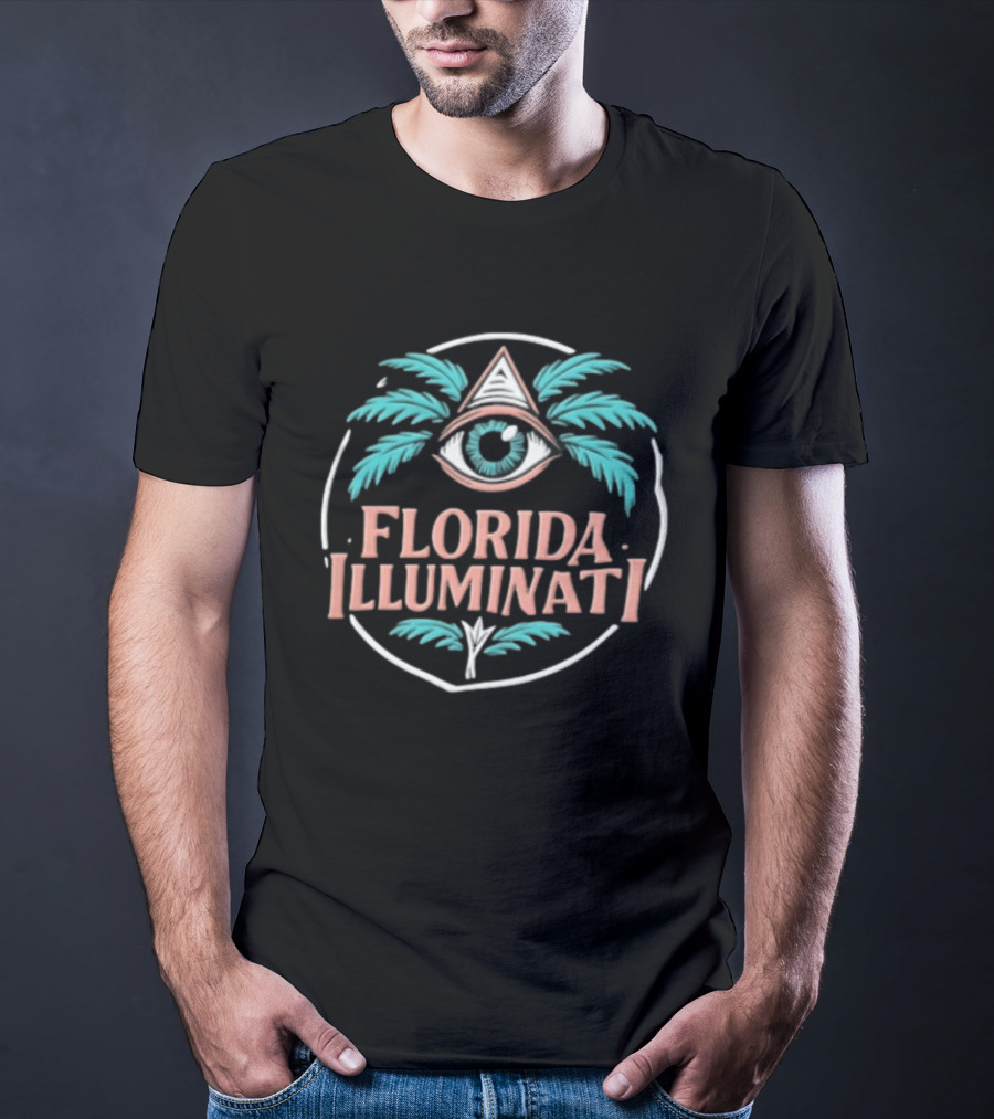 Florida Illuminati Palm Tree Eye Pyramid T-Shirt