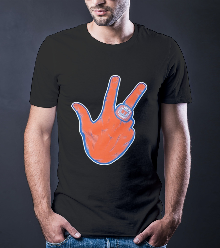 New York Knicks World Champs Victory Hand Sign With Ring NY Sports T-Shirt