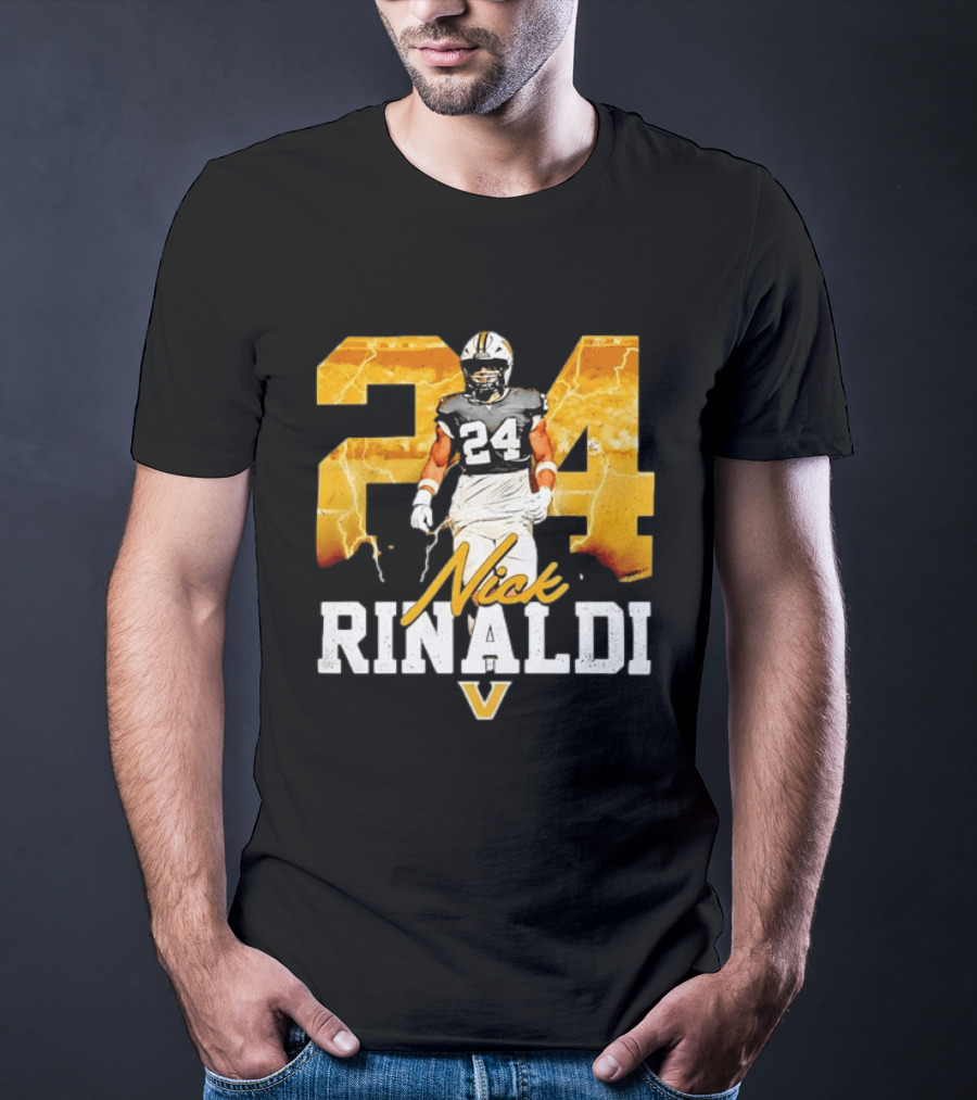 Nick Rinaldi 24 Vanderbilt Commodores NCAA Football Lightning T-Shirt