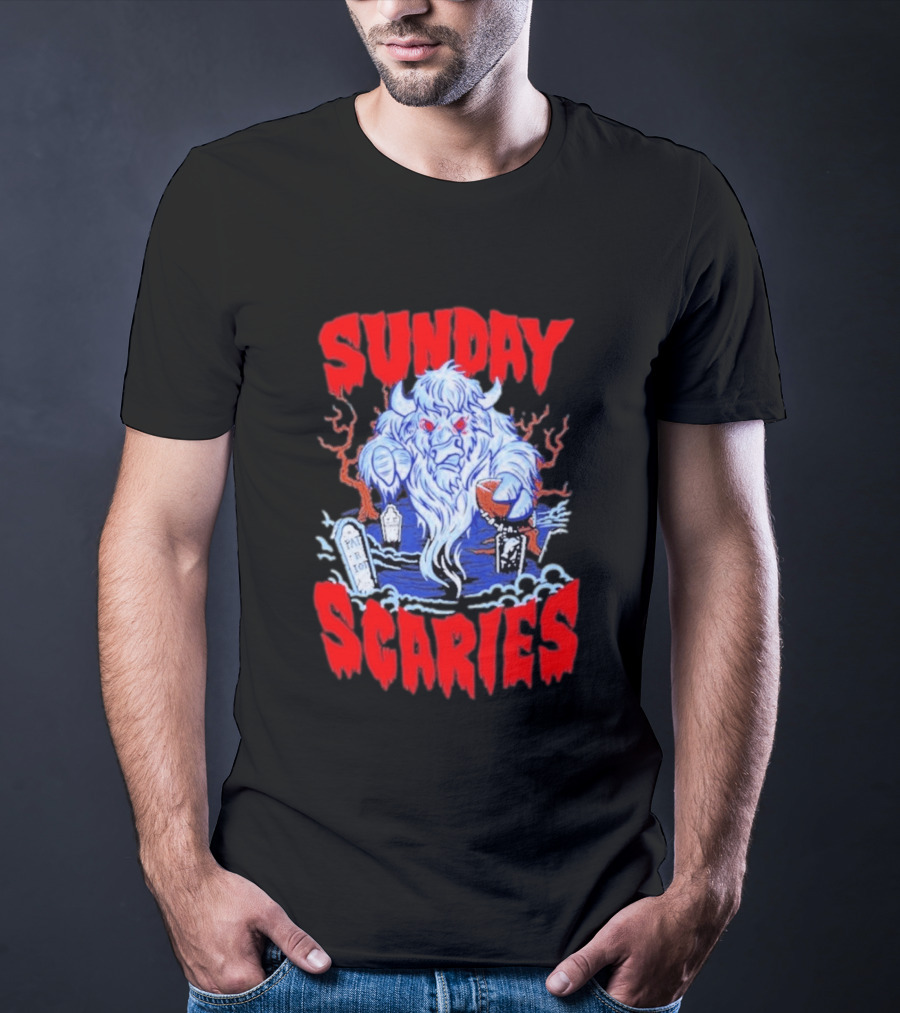Sunday Scaries Buffalo Football Game Day Frights Lancaster Jeff Schmid T-Shirt