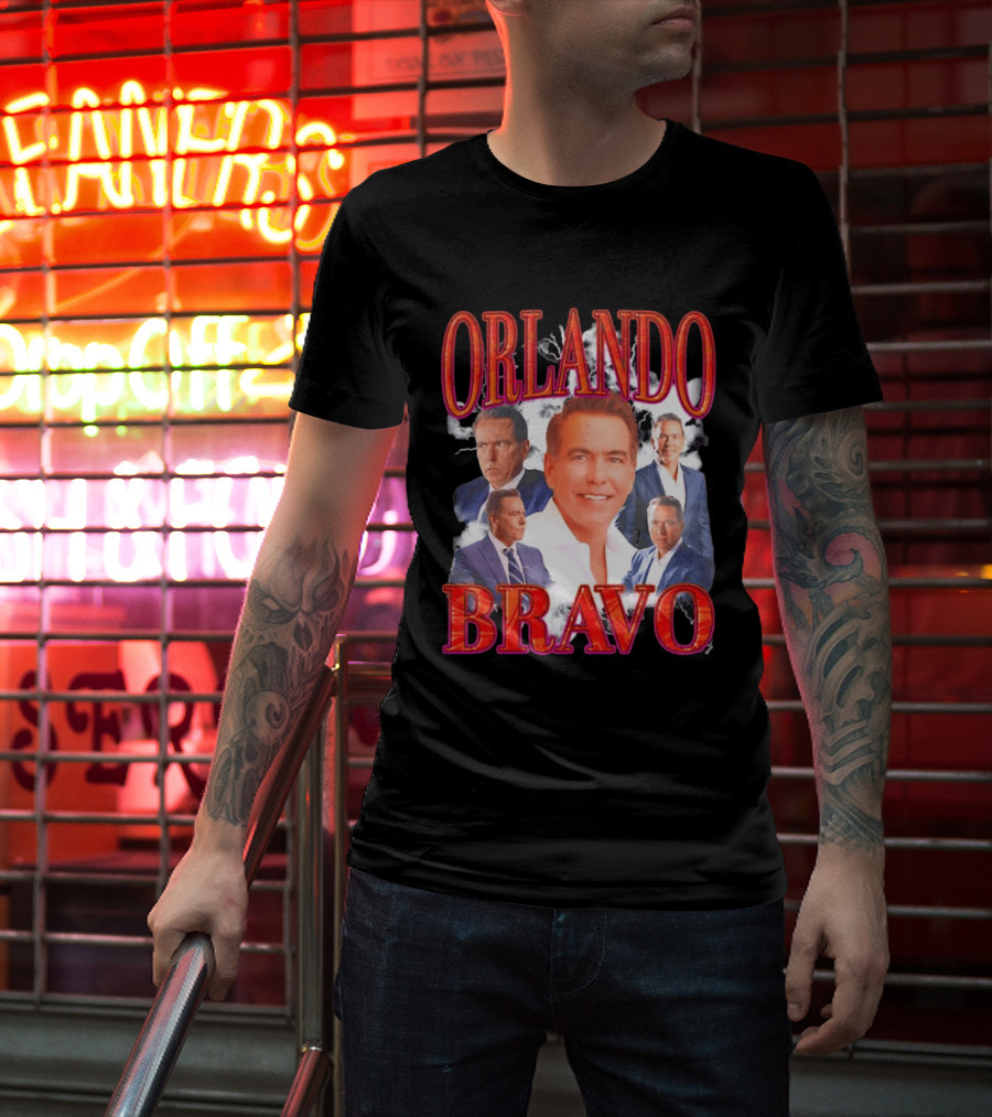 Orlando Bravo Red Text Multiple Portraits T-Shirt
