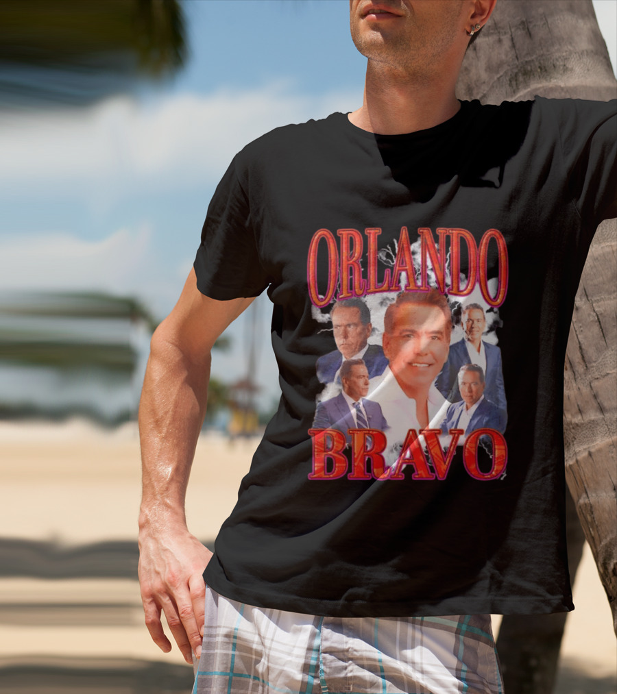 Orlando Bravo Red Text Multiple Portraits T-Shirt