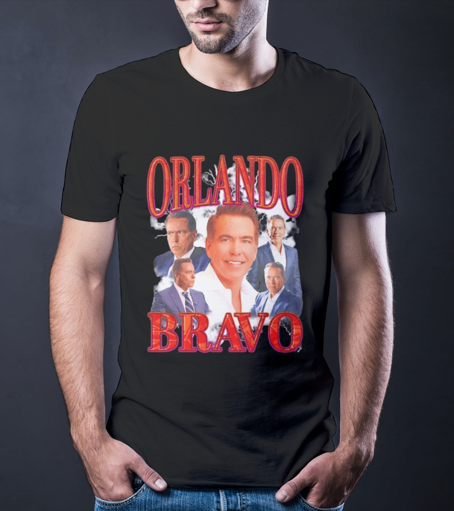 Orlando Bravo Red Text Multiple Portraits T-Shirt