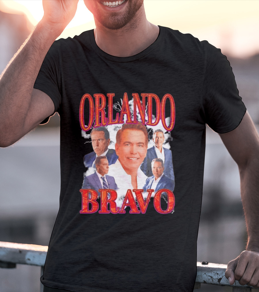 Orlando Bravo Red Text Multiple Portraits T-Shirt