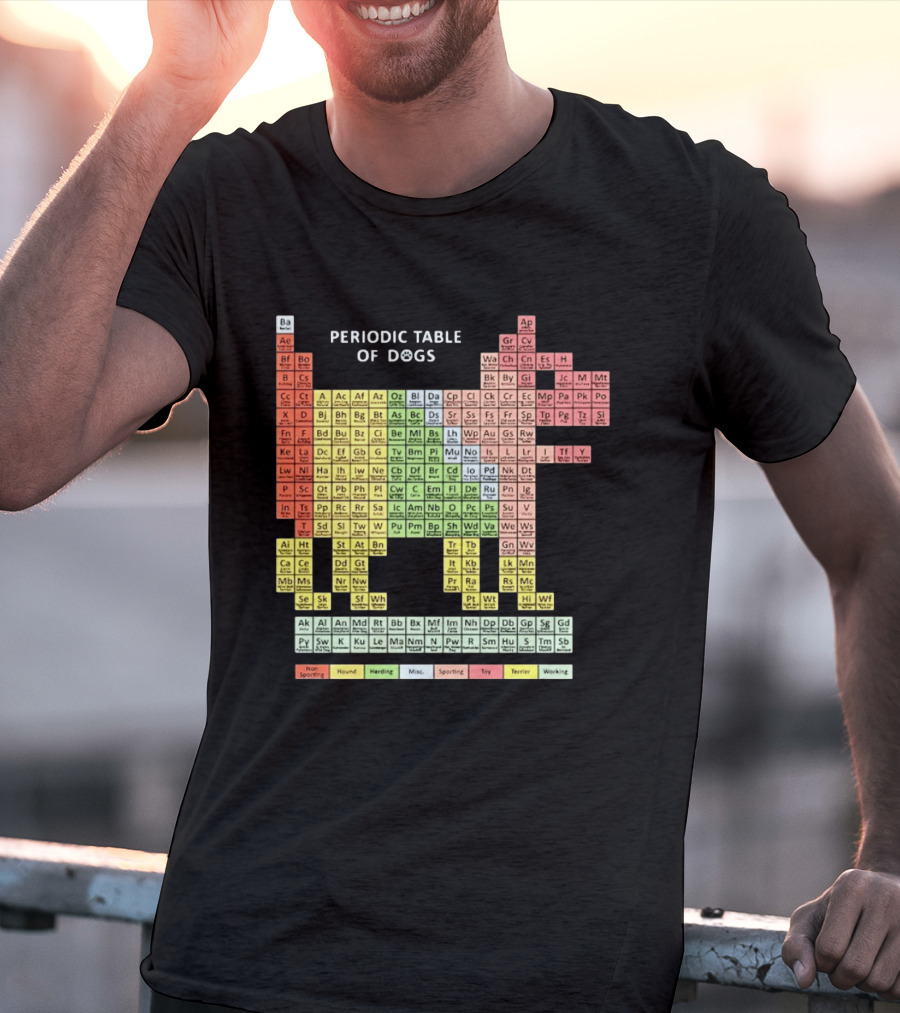 Periodic Table Of Dogs Breed Chart Non Sporting Hound Herding Misc Sporting Toy Terrier Working T-Shirt