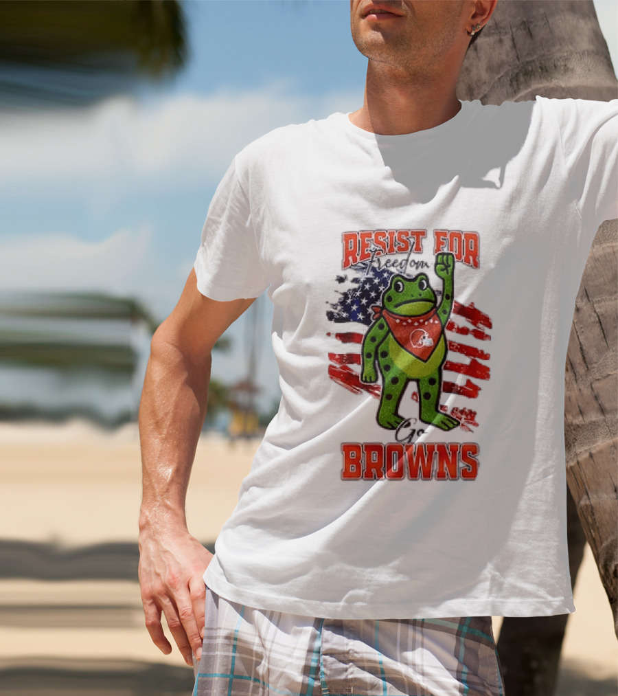 Resist For Cleveland Browns Portland Frog American Flag T-Shirt
