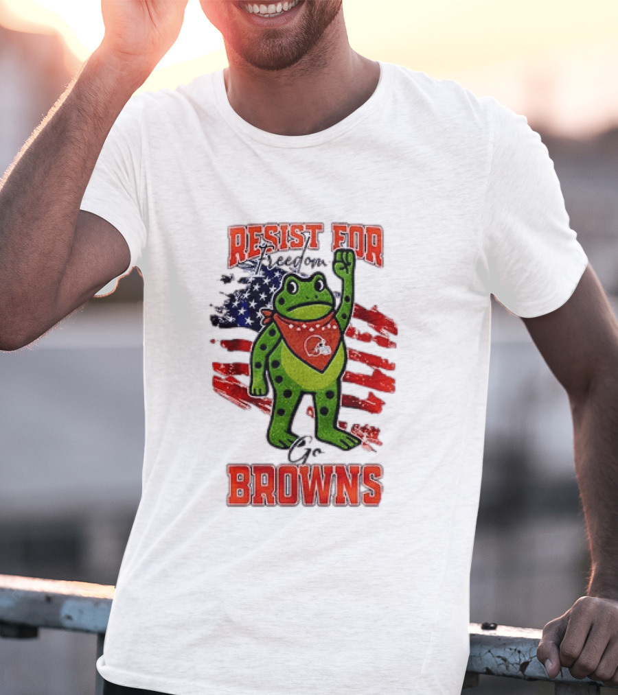 Resist For Cleveland Browns Portland Frog American Flag T-Shirt
