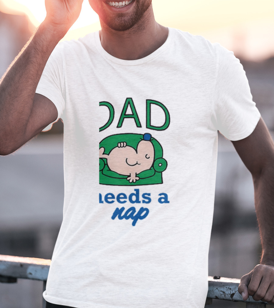Dad Needs A Nap Cute Cartoon Sleeping Couch T-Shirt