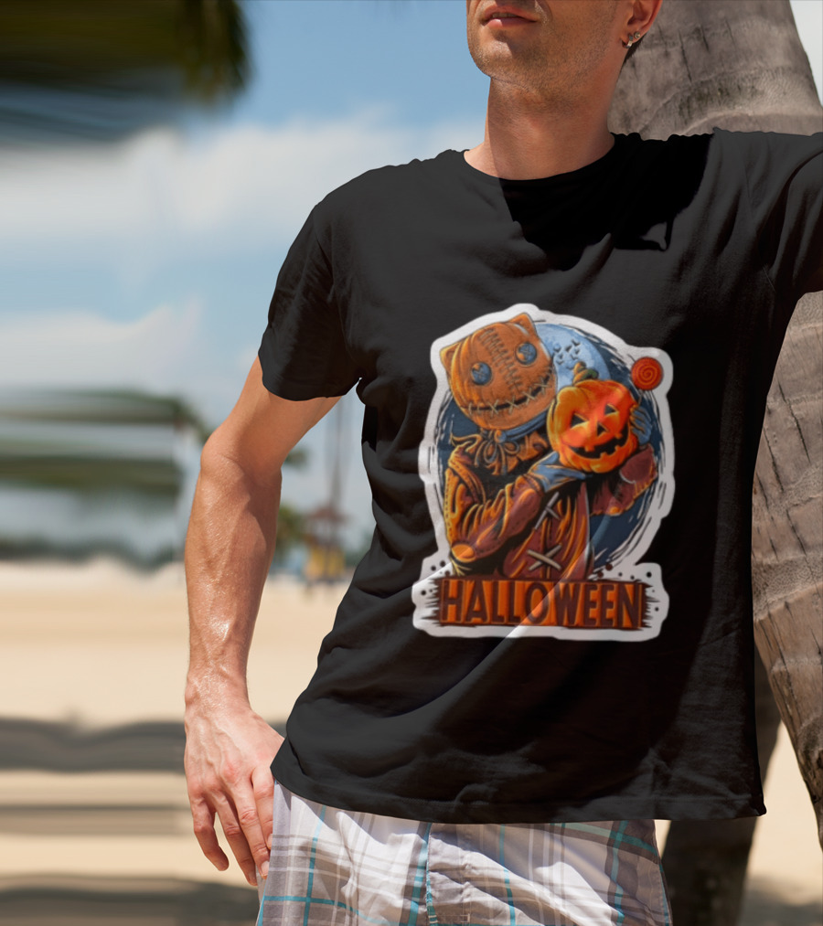 Halloween Sackman Pumpkin Lollipop Full Moon T-Shirt