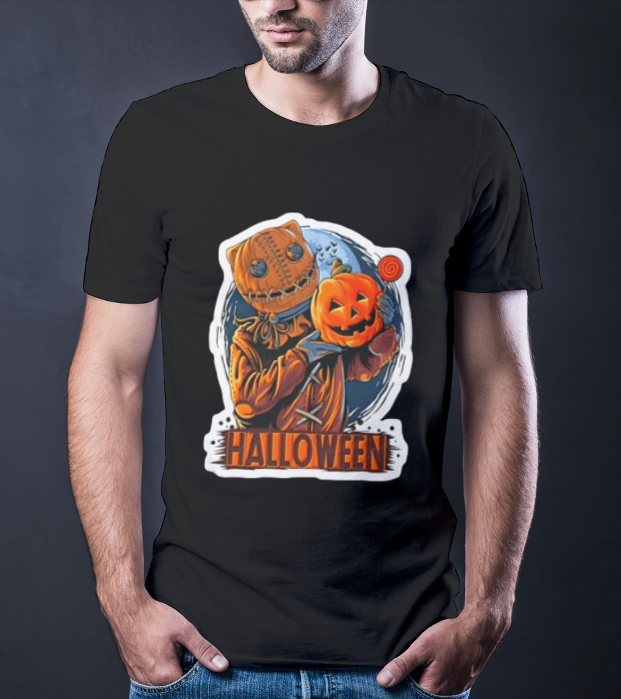 Halloween Sackman Pumpkin Lollipop Full Moon T-Shirt