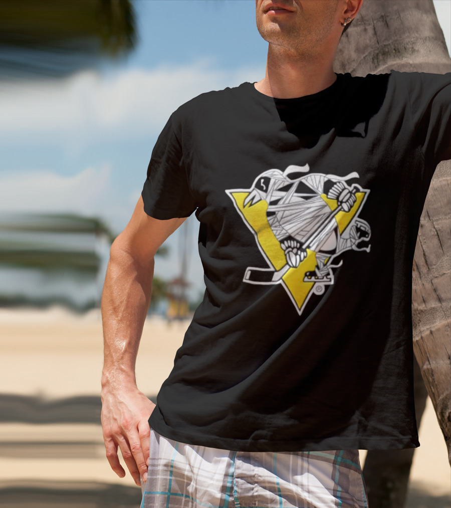 Pittsburgh Penguins Mummy Wrapped Hockey Stick Halloween 26 T-Shirt