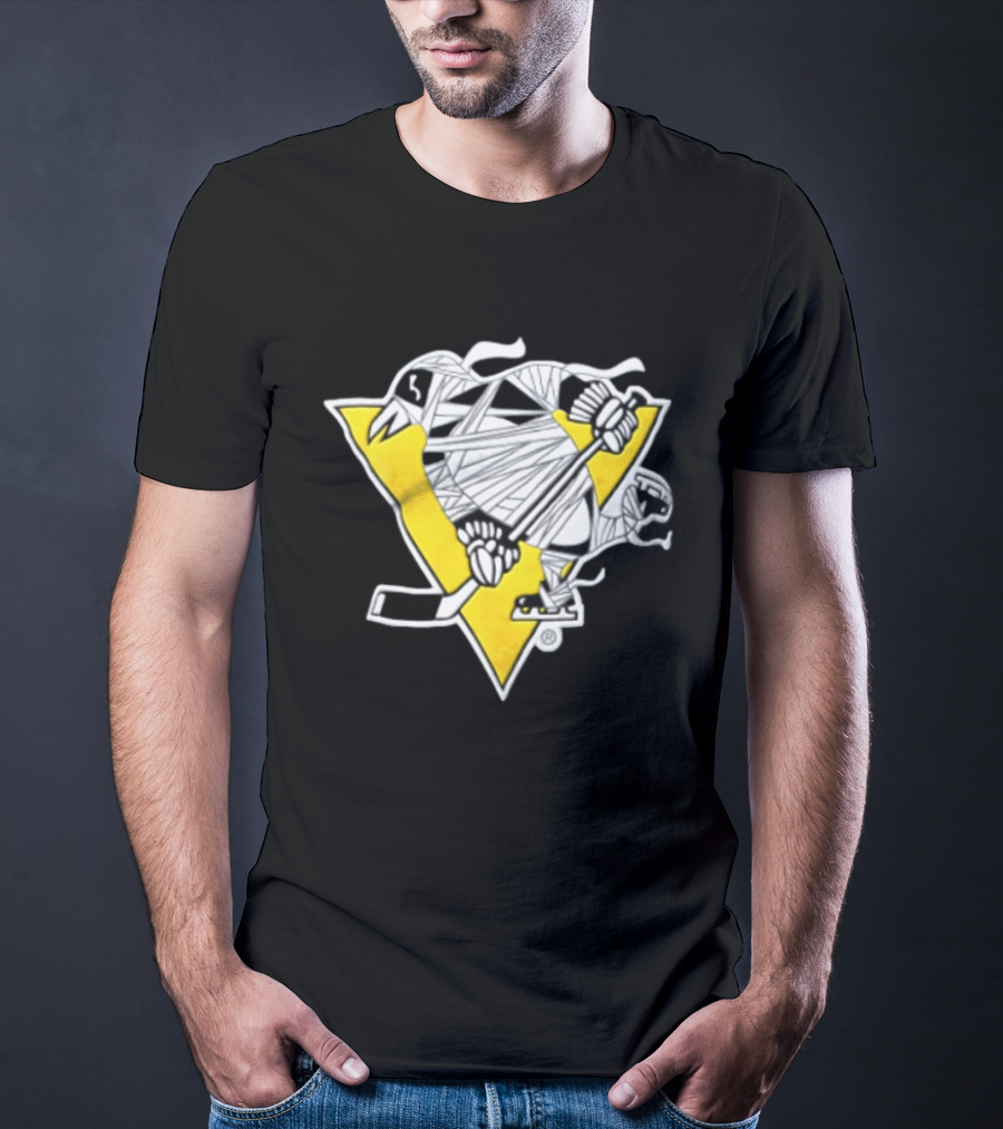 Pittsburgh Penguins Mummy Wrapped Hockey Stick Halloween 26 T-Shirt