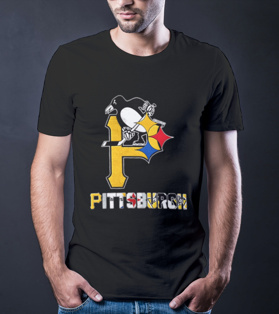 Pittsburgh Penguins Steelers P Logo Sport Map Iconic Team T-Shirt
