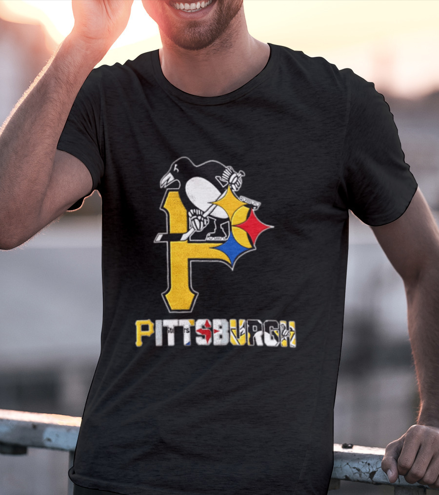 Pittsburgh Penguins Steelers P Logo Sport Map Iconic Team T-Shirt